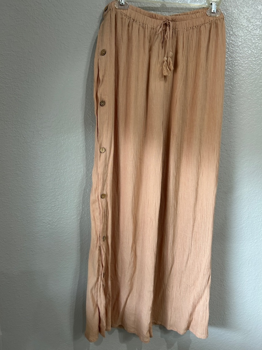 Salty Lemon Women’s Button-Trim Wide Leg Peach Pants Cover UP Sz XL Summer Boho - Picture 5 of 9